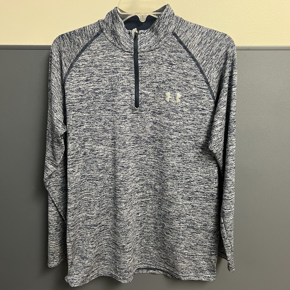 Under Armour Shirt‎ Men's Small Blue Heatgear Quarter-Zip Mock Loose Athletic